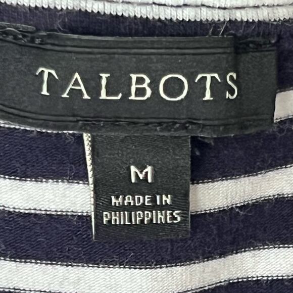 Talbots Navy & White Nautical Striped Stretchy Cotton Blend Maxi Dress Medium - Picture 7 of 10